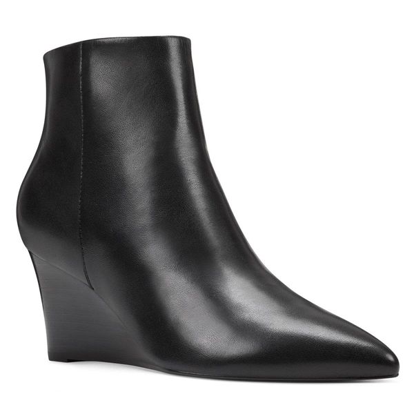 Nine West Carter Wedge Black Ankle Boots | Ireland 74U06-8H58
